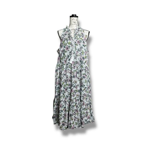 Torrid Midi Wash Gauze Tiered Dress Chessie Linework Floral Tank Pockets Size 2X - Picture 3 of 7